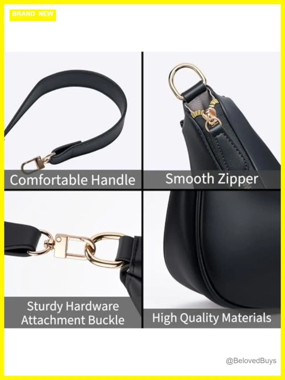 Cute Hobo Purse Women Shoulder Bag PU Leather Gold Chain 3 Card Slots